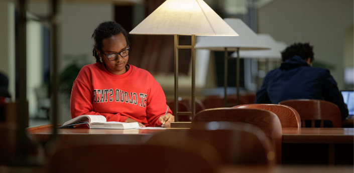 St. Cloud State University student in the James W. Miller Center